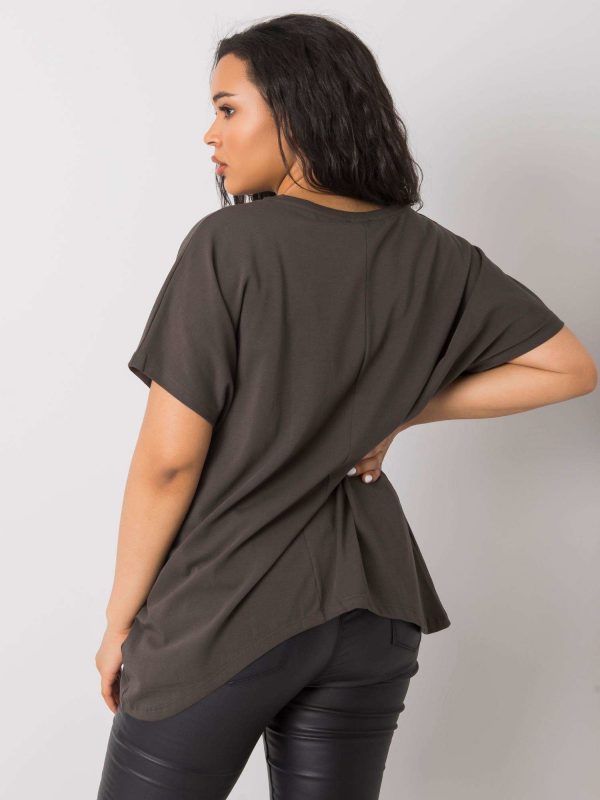 Dark khaki blouse plus size Sabina