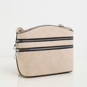 Beige Messenger with Zippers