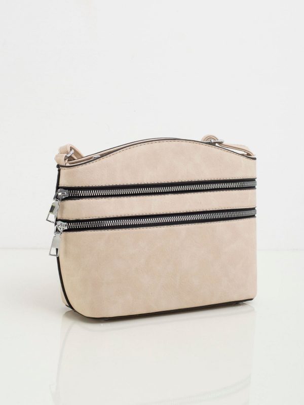 Beige Messenger with Zippers