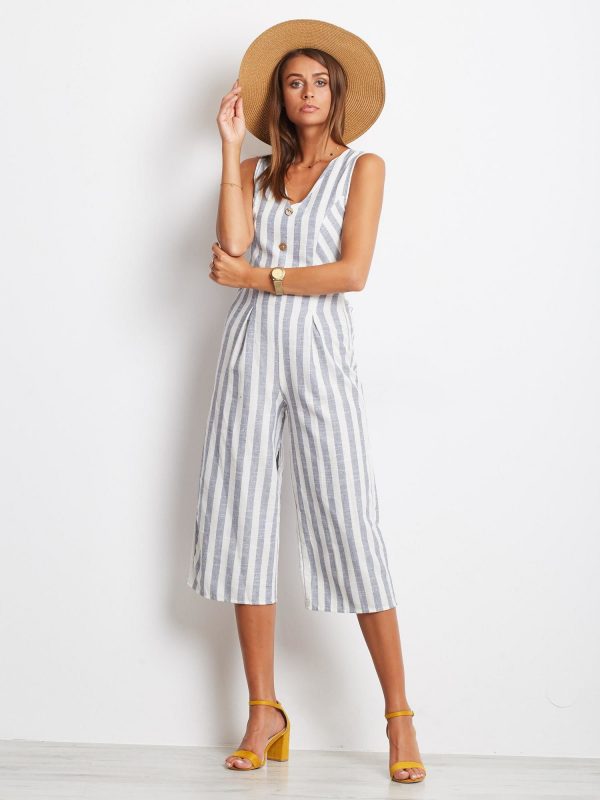 White and navy blue Gobi jumpsuit