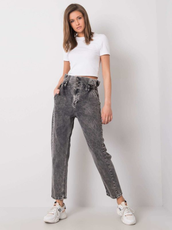 Dark grey high waist jeans Mareen RUE PARIS