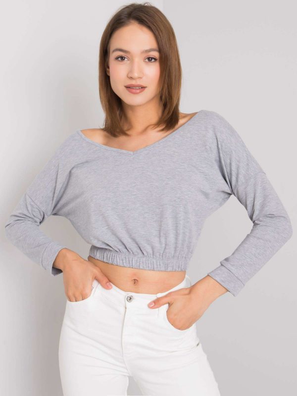 Grey melange cotton blouse Jaycee RUE PARIS