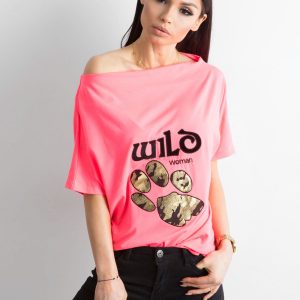 Fluo pink blouse with animal motif