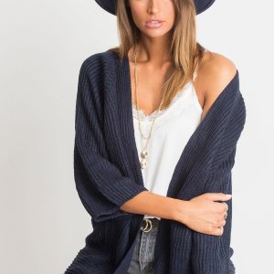 RUE PARIS Dark Navy Blue Spotlight Sweater