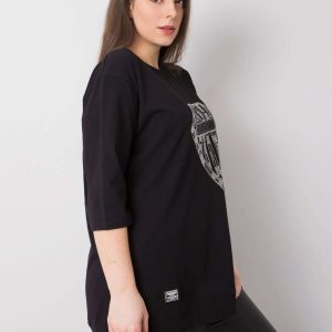 Black Plus Size Cotton Diamond Blouse