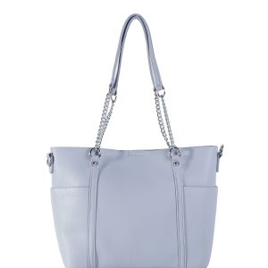 Light Blue Roomy Eco Leather Shoulder Bag