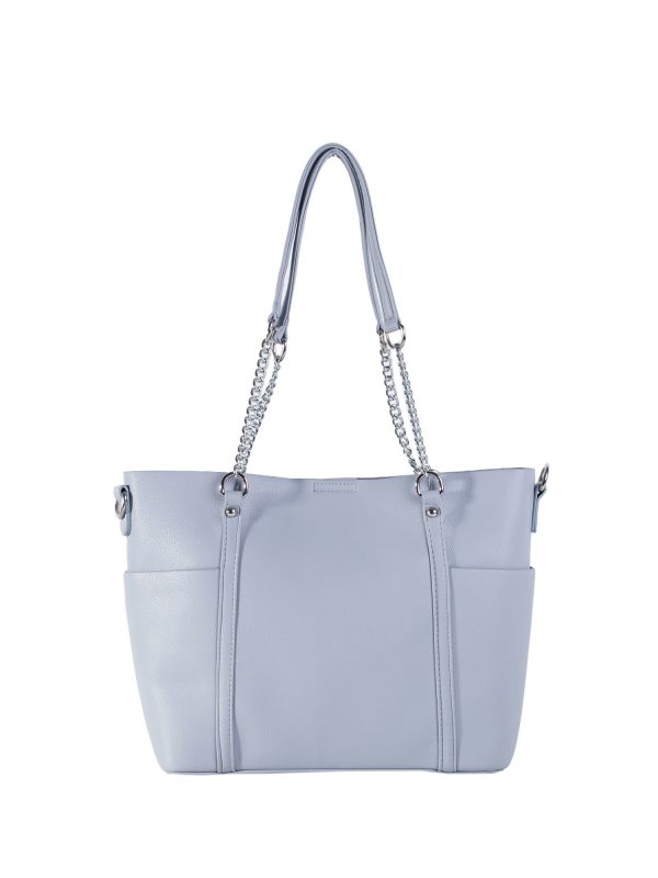 Light Blue Roomy Eco Leather Shoulder Bag