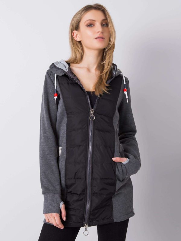 Dark Grey Long Coat Hooded Sweatshirt