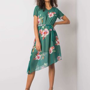 Dark green flower dress Noemie