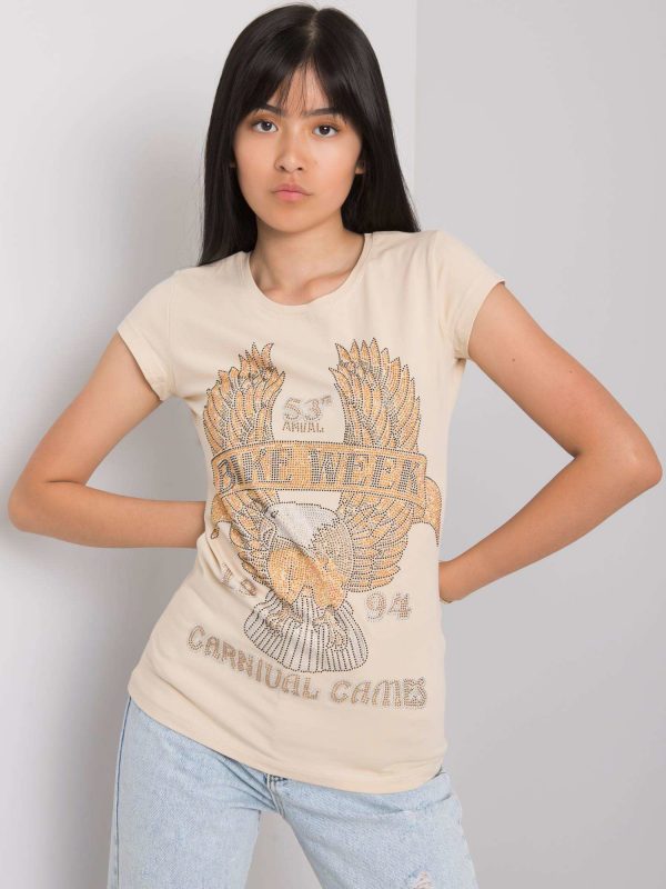 Beige T-shirt with Haley applique