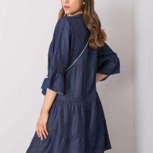 Dark blue dress with frill Xenia