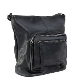 Navy blue imitation leather bag