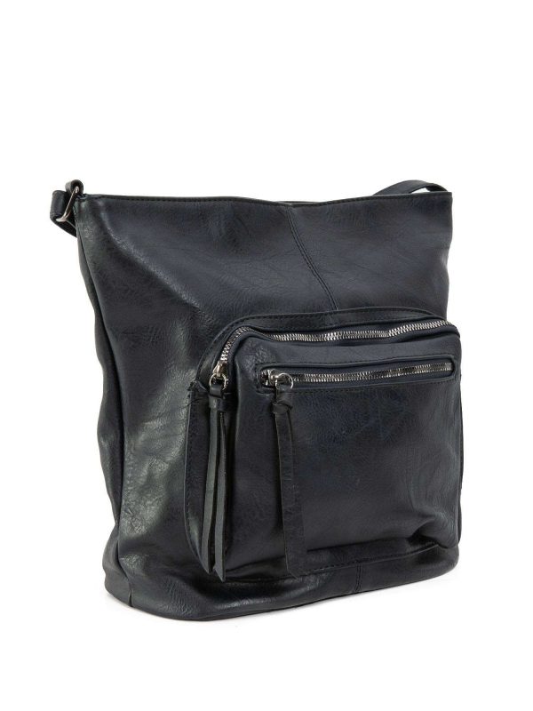 Navy blue imitation leather bag