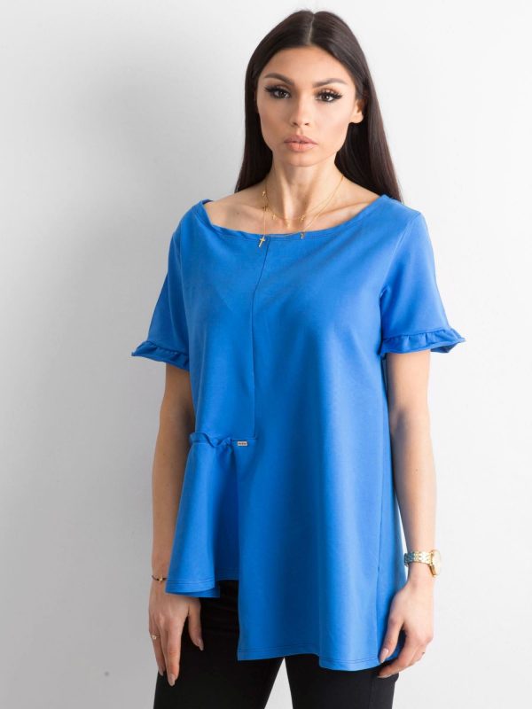 Asymmetrical blue blouse