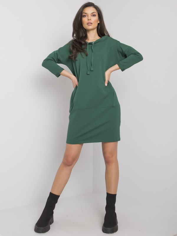 Dark green dress with pockets Ordino RUE PARIS