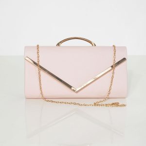 Pink clutch bag with handle