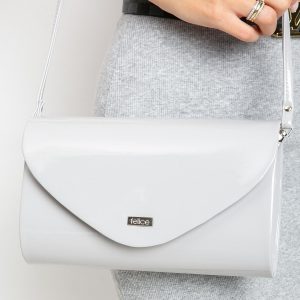 Light grey leatherette clutch bag