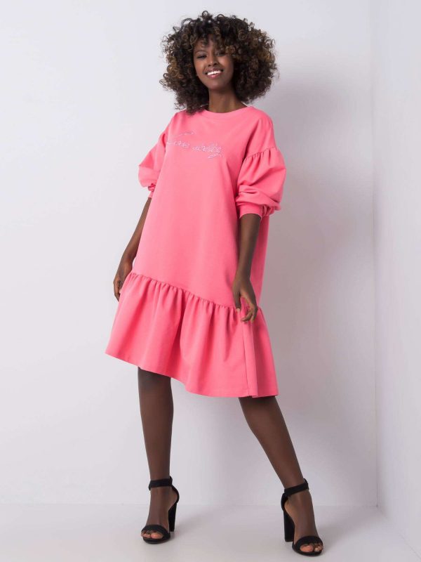 Pink dress with ruffle Janelle