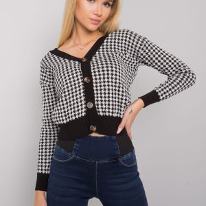 Black and White Houndstooth Button Sweater Ashland RUE PARIS