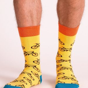 Dark Yellow Patterned Men's Socks