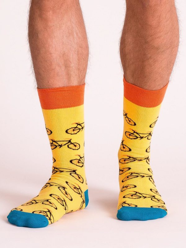 Dark Yellow Patterned Men's Socks