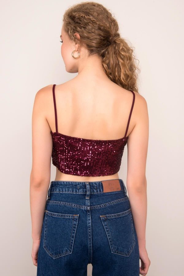 Burgundy sequin top BSL