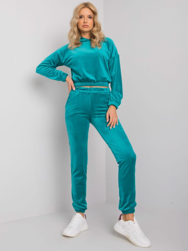 Turquoise two-piece set with velour Milan RUE PARIS