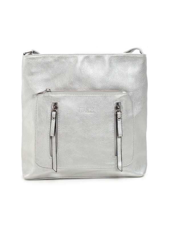 Silver faux leather handbag