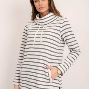 BSL Ecru-navy striped sweatshirt