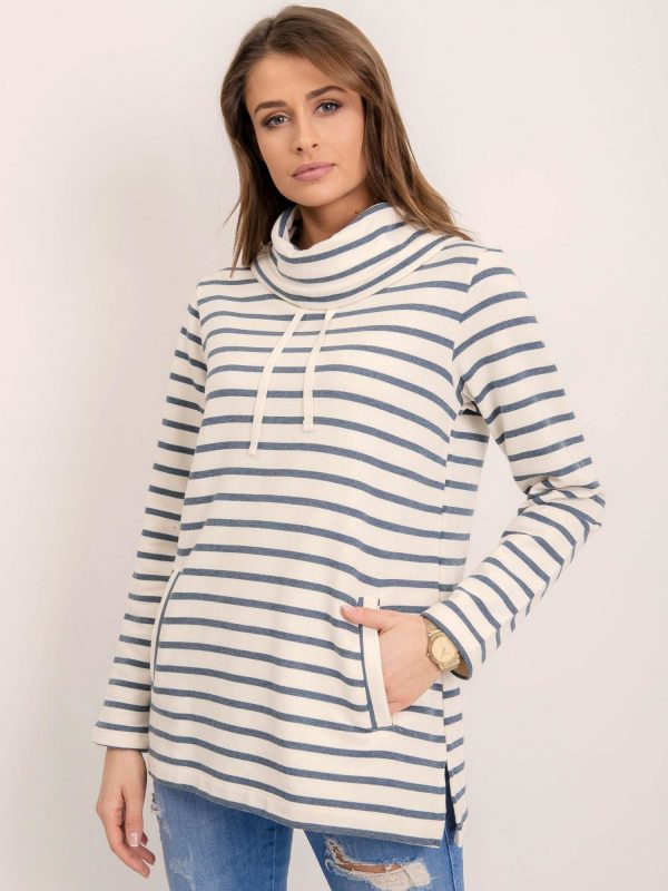 BSL Ecru-navy striped sweatshirt