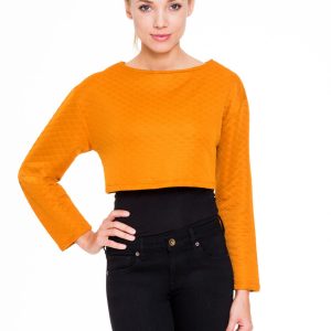 Orange quilted cropped blouse