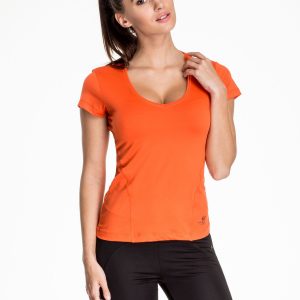 Orange sports t-shirt with light V neckline