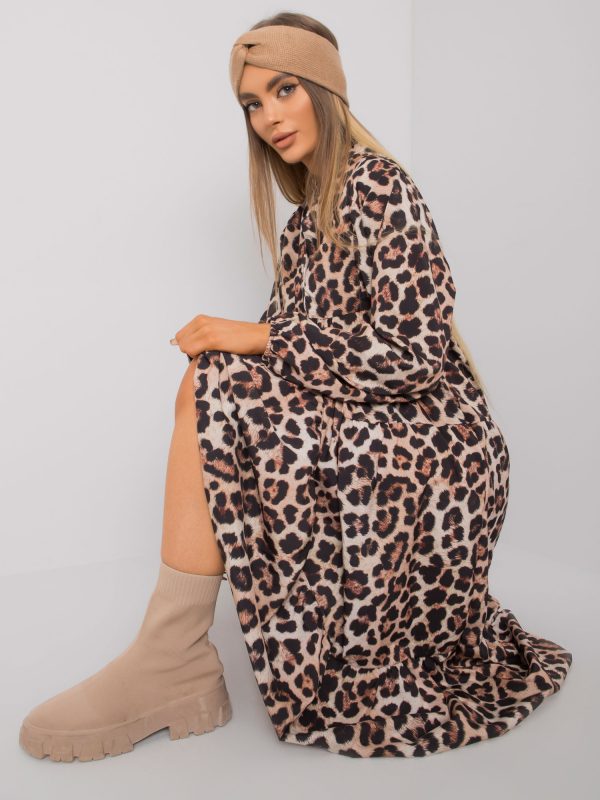 Marylee RUE PARIS black and beige leopard print dress