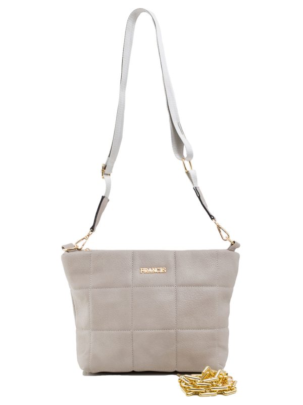 Grey quilted bag with chain