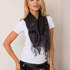 Black Women's Scarf with Fringe