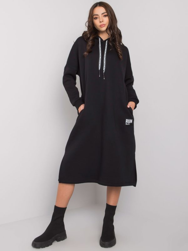 Emrie Black Hooded Sweatshirt Dress