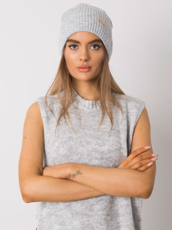 Women's grey knitted hat RUE PARIS