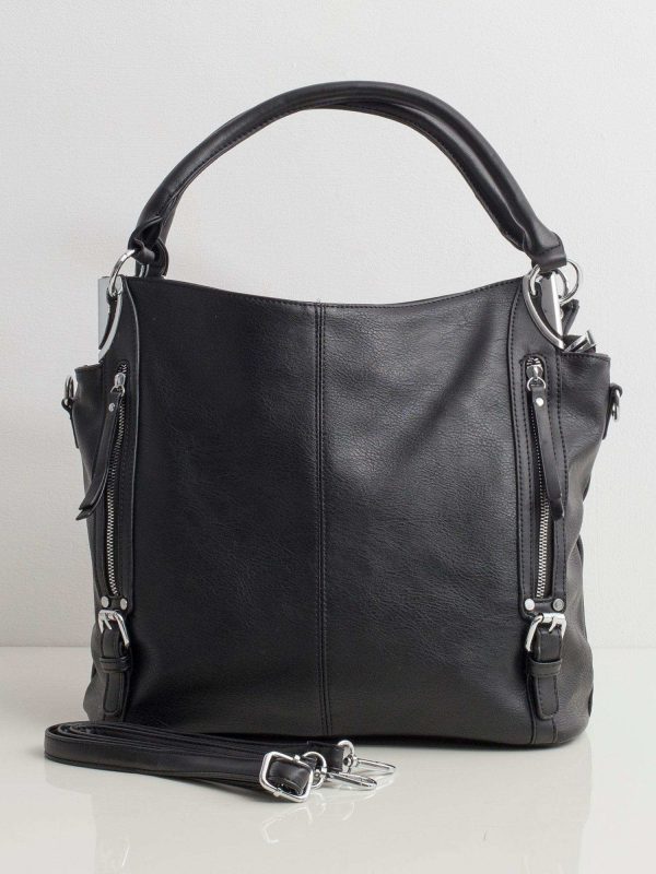 Black eco-leather city bag