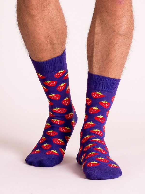 Purple Printed Mens Socks