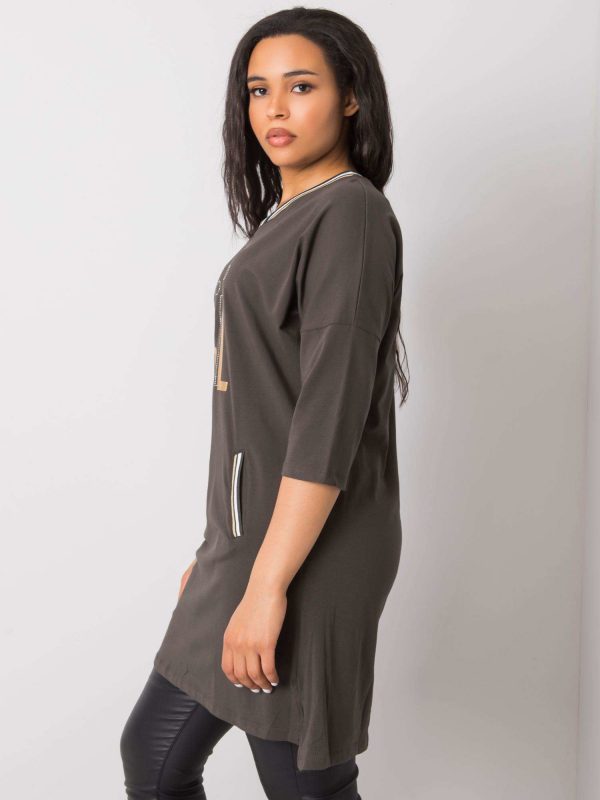 Dark khaki tunic plus size Ida