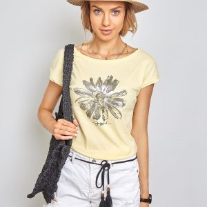 Pale Yellow T-Shirt Floral