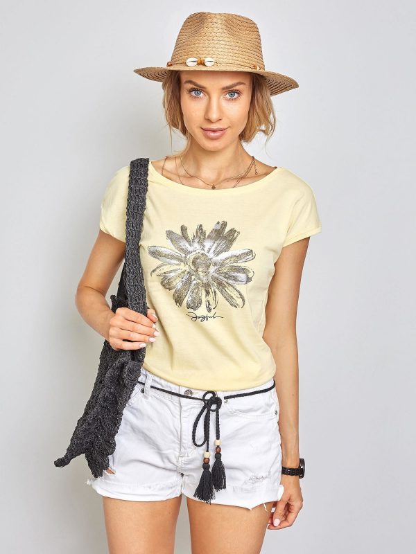 Pale Yellow T-Shirt Floral