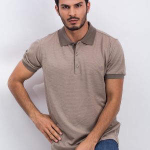 Men's Beige Letter Polo Shirt