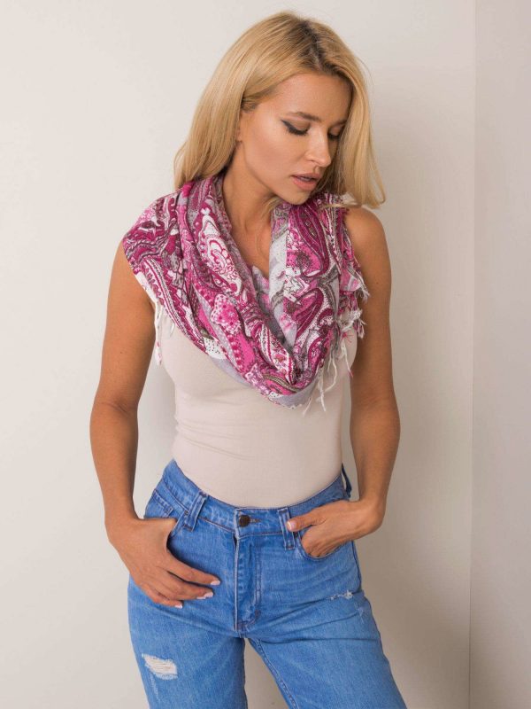 Fuchsia scarf in colorful patterns