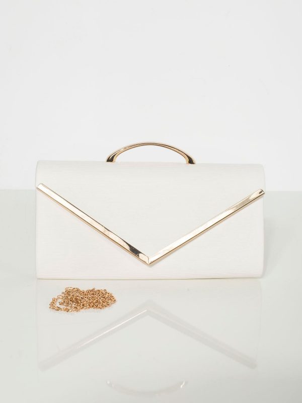 Ecru clutch bag with handle