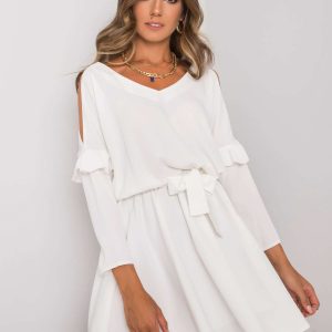 White dress with tie Aleah RUE PARIS