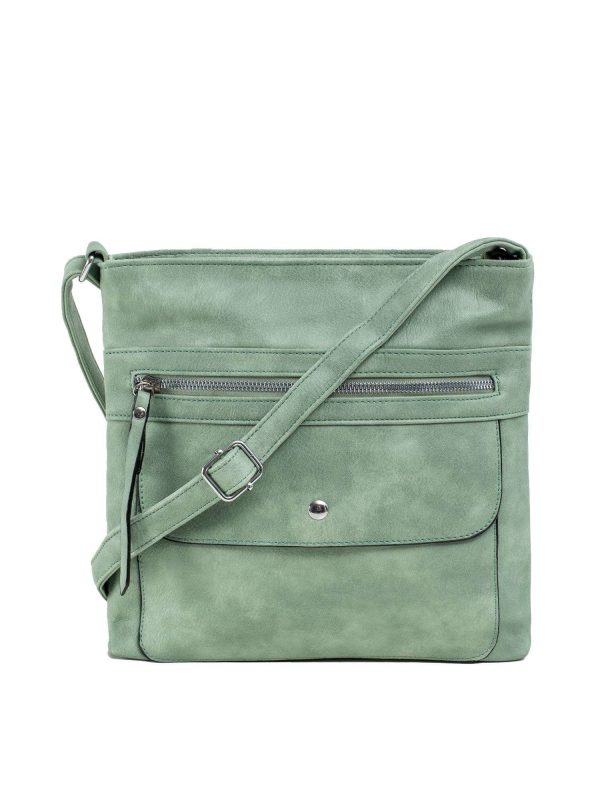 Green Shoulder Bag with Pockets