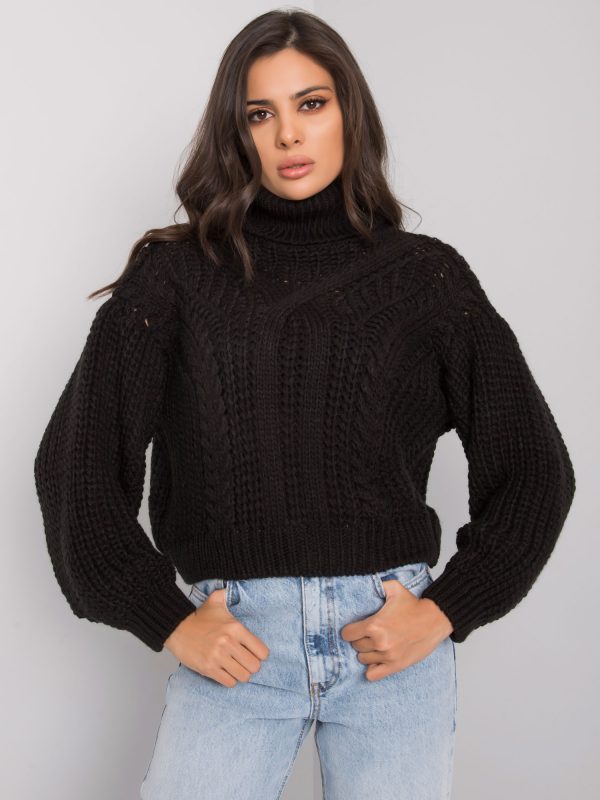 Mansfield RUE PARIS women's black turtleneck sweater