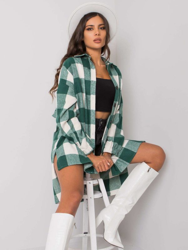 Amerie Green and White Plaid Long Shirt