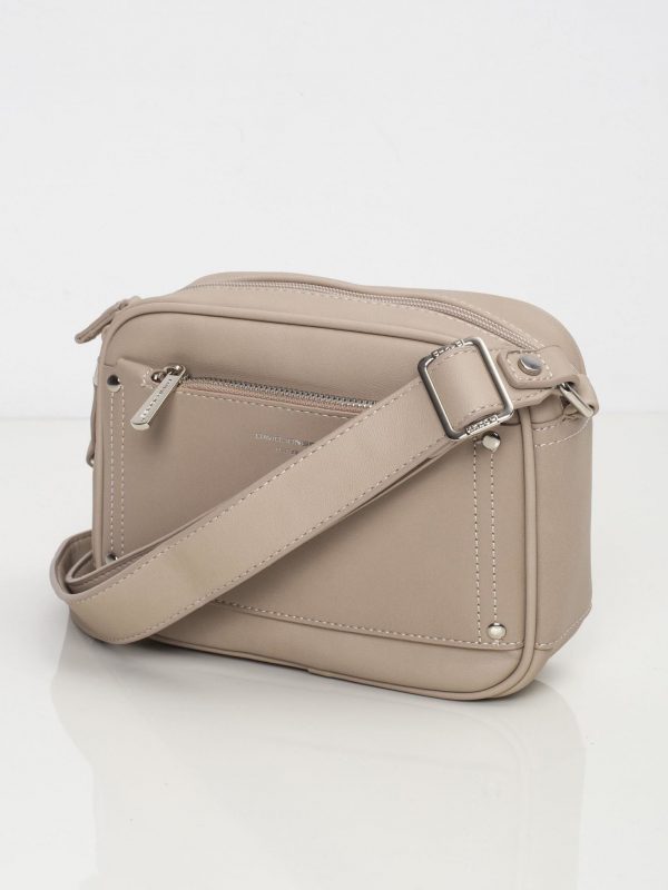 Beige handbag with outer pocket